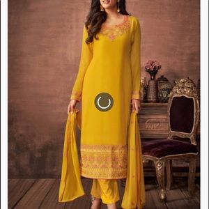 Gold Kurta with flower embellishments